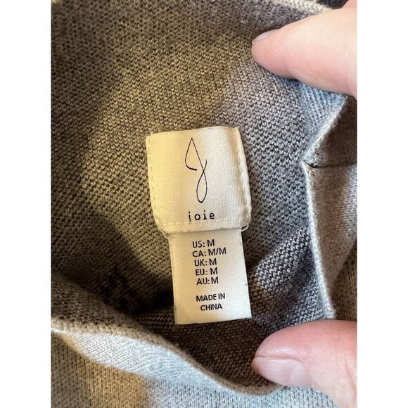 NWOT Joie Womens Medium Gray Black Mock Neck Fair Isle Soft Pullover Sweater - Picture 10 of 11